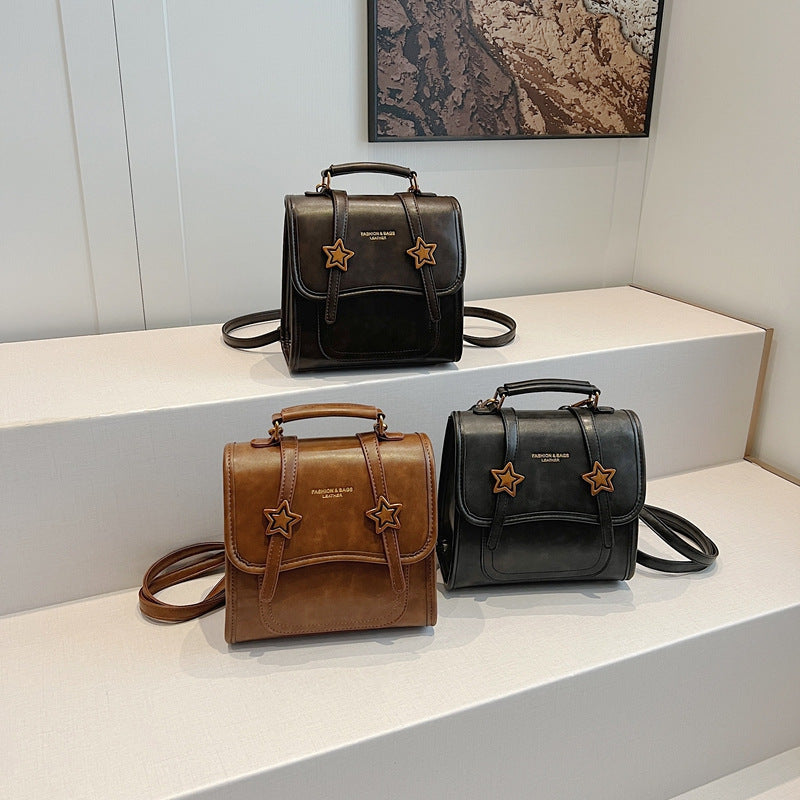 New Star Fashion College Style Multifunctional Solid Color Vintage Student School Bag Portable Travel Backpack Women's Bag