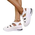 summer new arrival: wedge heel sandals - closed toe, hollow-out design, breathable, women's export style, plus size platform chunky sole, velcro closure