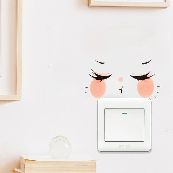 Cross-border  cartoon angry cute emoji sticker background wall room switch socket DIY decorative sticker