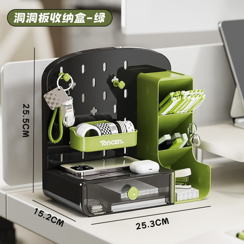 Hole plate storage box Home shelf High value student desktop Large capacity pen holder Stationery finishing storage box