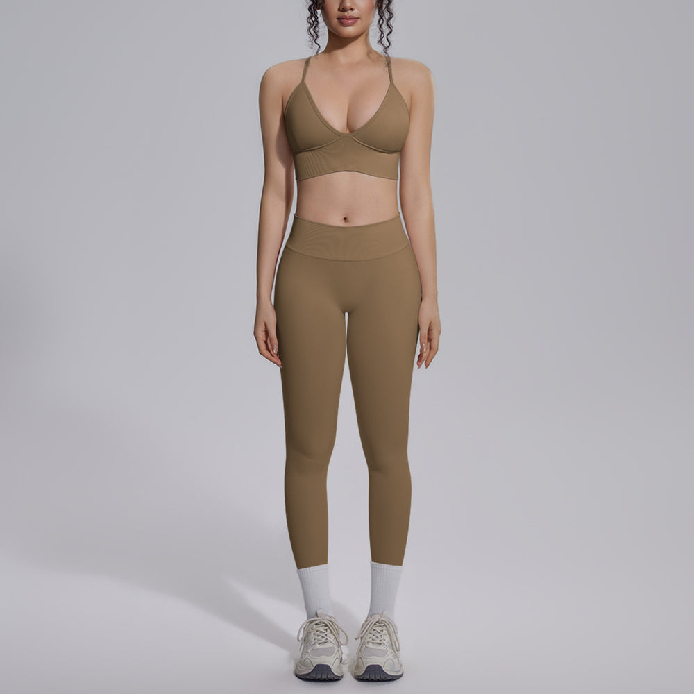 fashionsexy back sports bra suit seamless peach butt quick-drying running fitness yoga suit suit