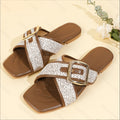 2025 summer new arrival: braided criss-cross metal buckle strap heeled open-toe sandals & flat back slides for women