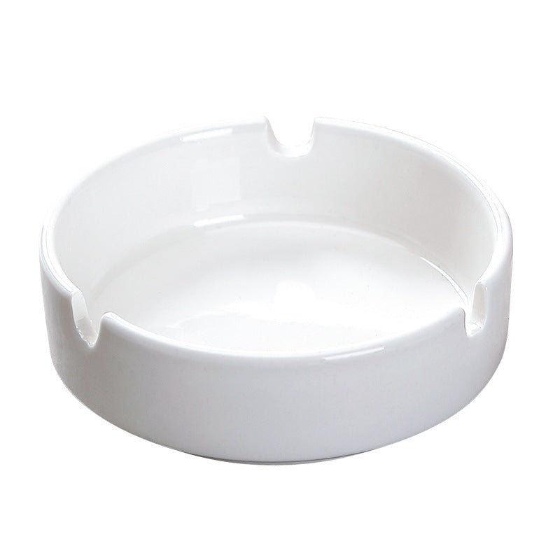 Pure white ceramic ashtray - commercial grade, customizable with logo - ideal for hotels, guesthouses, round bars, ktv lounges, restaurants, and dining establishments