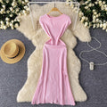 European and american style light luxury sleeveless knit dress - women's summer distressed design, unique and elegant maxi dress