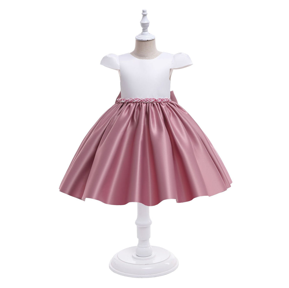 new children's satin beaded princess dress - high-end girl's dress for birthday parties and piano performances