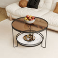 Minimalist mini home table - trendy modern light luxury style - tempered glass round coffee table for small apartments and living rooms