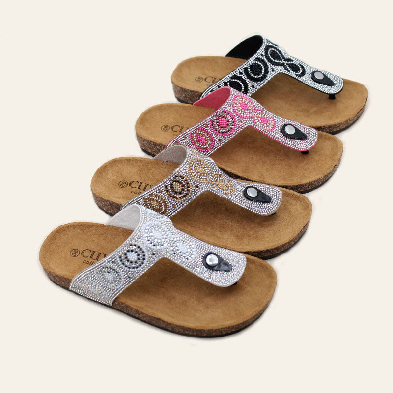 Factory wholesale Women's slippers Cross-border  fashion with diamond herringbone Birkenstocks