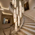 Accessible luxury postmodern house height living room lamp duplex staircase full copper marble dining room chandelier casual bedroom lighting fixture