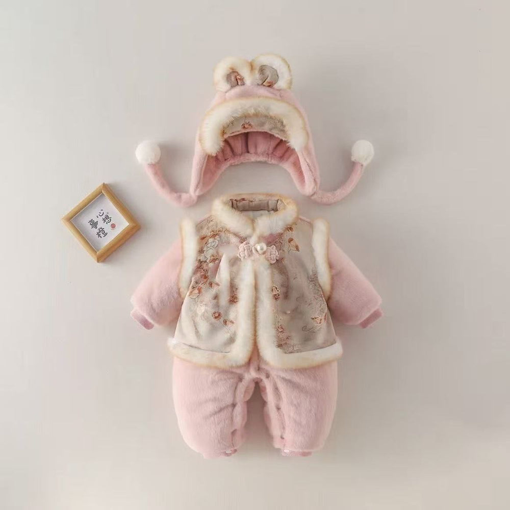 Baby new year clothes winter clothing chinese style one-piece small month-old baby girl new chinoiserie hundred days red outing climbing suit