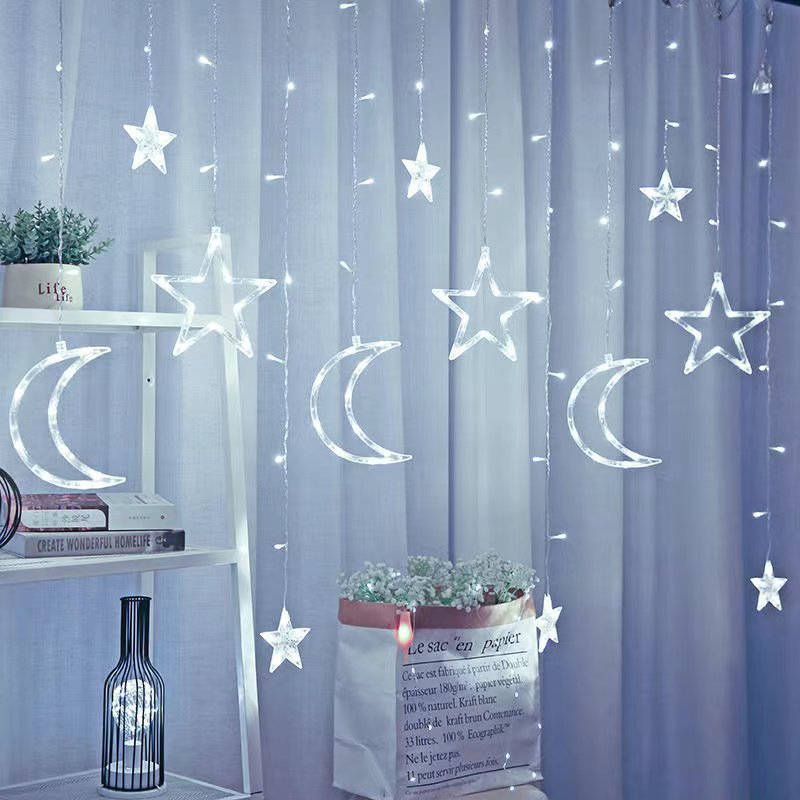 Led  star and moon lights flashing lights string lights Gypsy curtains lights birthday room decorative lights star lights