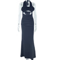 European and american women's clothing  autumn sweet and fresh halter neck 3d floral embellished high waist mini dress long dress