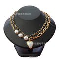 Faux pearl long drawstring necklace, baroque style necklace, 3-in-1 unique pearl necklace, simple choker
