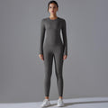 new arrival: brushed nylon long-sleeve yoga set - high-stretch, breathable, compression activewear two-piece for running and fitness