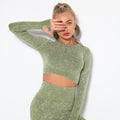 In stock! new european and american style sexy fitness wear for women, tight-fitting, quick-drying, washed athletic running long-sleeve top, yoga outfit