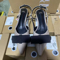 Za2024fall and winternew arrival color matching patent leather bows decorated mid-heeled shoes women's toe cap small fragrant style pointed toe flats sandals