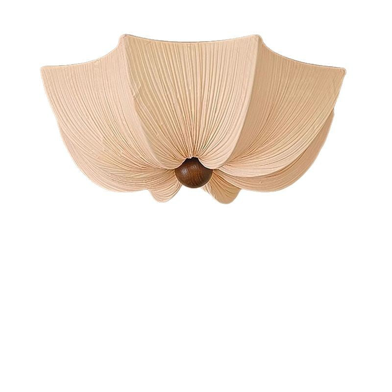 American medieval wabi-sabi wind solid wood ceiling bedroom light Japanese retro fabric dining room chandelier minimalist living room light