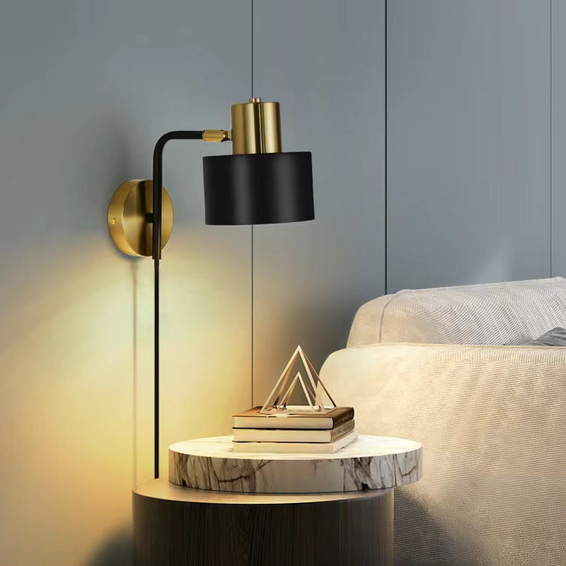 Bedroom plug rotating hotel  reading wall lamp study bedside wrought iron rocker arm lamp type  bedside