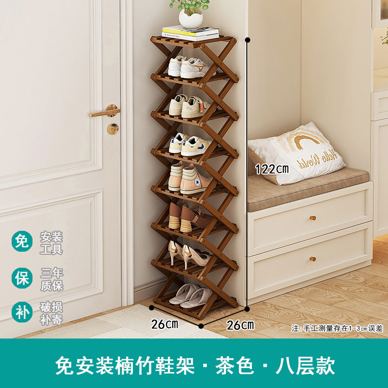 Installation-free foldable shoe rack narrow for home door multi-layer rental house dormitory simple shoe cabinet storage rack