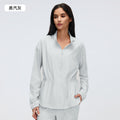 New drawstring waist stand collar jacket top - casual, loose fit, versatile yoga & fitness activewear outerwear d26007