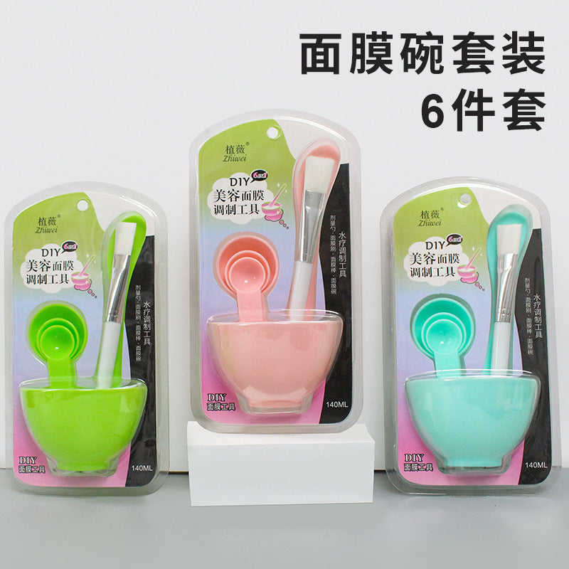 Wholesale plastic bowl set - 6-piece skincare kit: includes mask bowl, spa mixing spatula, mask brush, measuring spoon, and more for diy beauty treatments