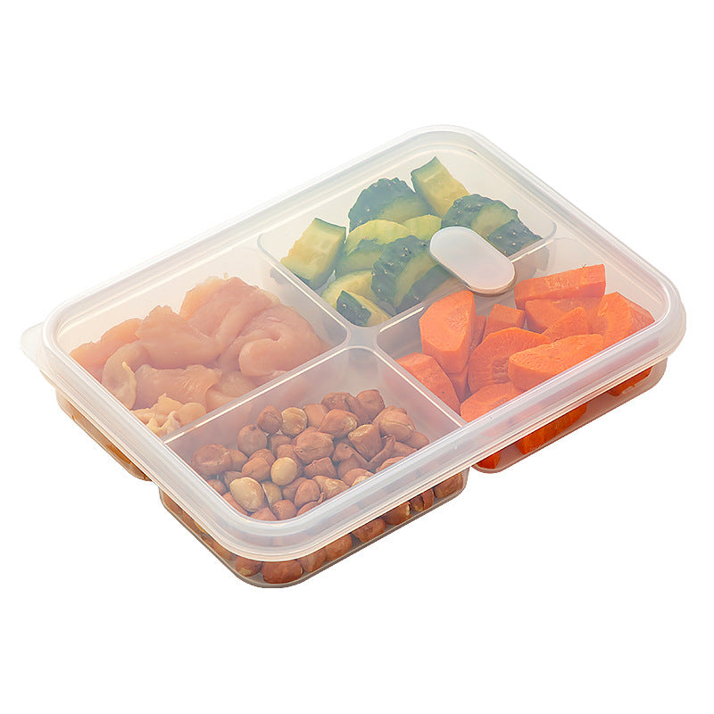 Kitchen, refrigerator, fresh-keeping storage box, sealed food preparation, transparent fresh-keeping box, food grade grid plastic freezer
