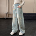 Girls' jeans - spring/autumn collection  - new spring styles - trendy wide-leg pants for older girls - middle school spring straight-leg trousers