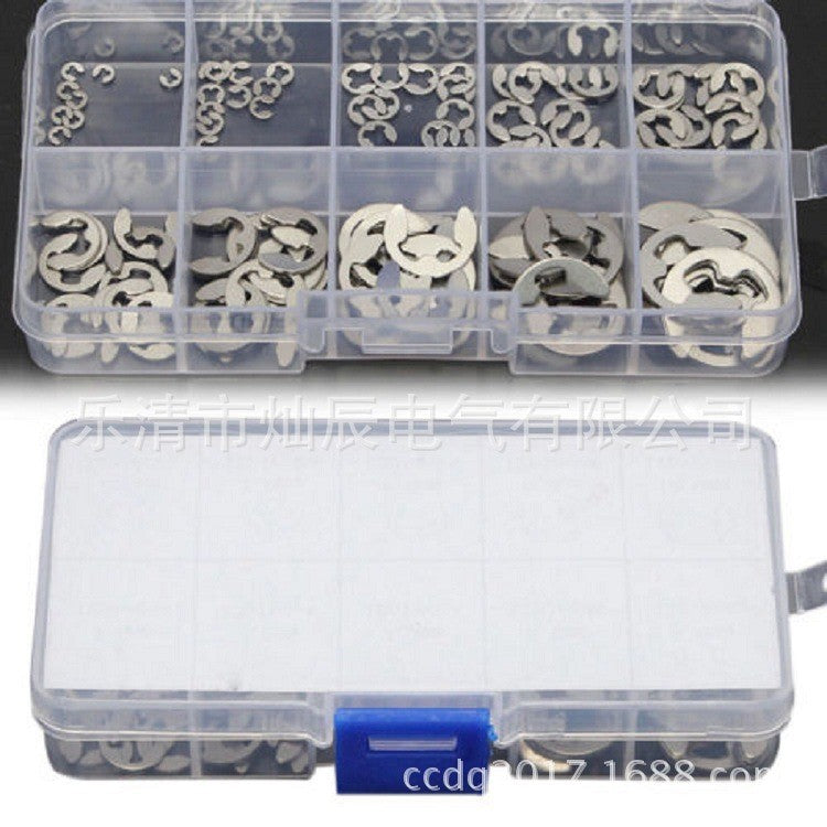 E-type open spring 120pcs boxed metal spring gasket 304 stainless steel shaft retaining ring meson