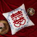 Custom "double happiness" pillow - chinese style red "囍" character bedside cushion, festive backrest, sofa cushion cover, bedding for weddings
