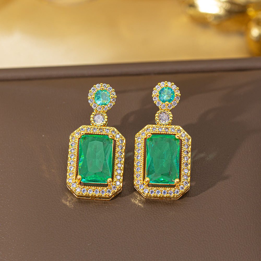fashion elegant four-leaf clover earrings personalized zircon flower classy earrings niche styleaccessible luxurynew arrival earrings