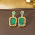 Er-22 gold sea blue zirconium earrings