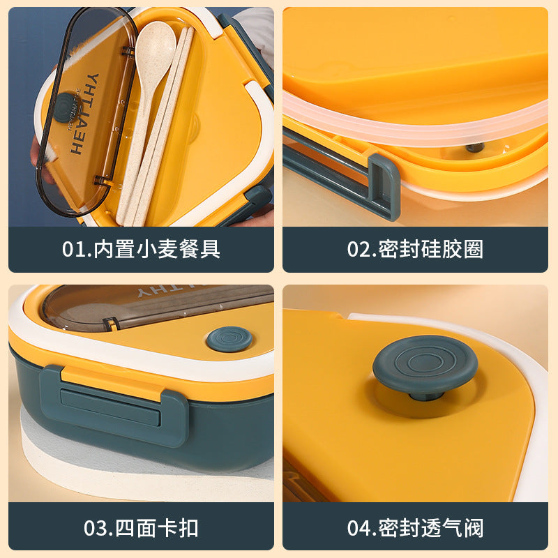 Square plastic bento box takeout lunch box divided student lunch box portable office worker microwaveable gift