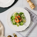 Embossed white retro western dinner plate, french steak plate, creative snack & dessert ceramic plate, cake plate