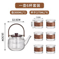 Japanese-style north american black walnut tea set - home glass teapot, high-temperature resistant afternoon fruit tea brewing set