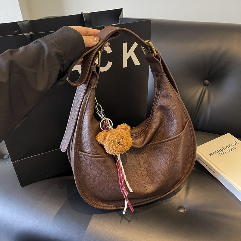 Autumn Internet celebrity explosion 2025 Korean version of the new fashion Mori dumpling bag simple and versatile casual messenger shoulder bag