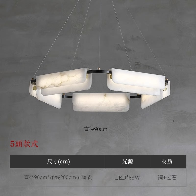 Marble all-copper chandelier designer creative restaurant rectangular modern new chinoiserieaccessible luxury living room bedroom study lamp