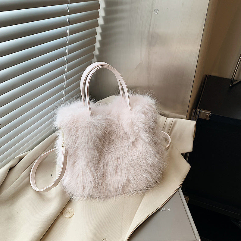 Furry portable small bag fashion strap Furry small square bag autumn and winter texture women's messenger bag