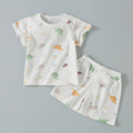 Baby short-sleeve set, one-year-old summer outfit, girls' ice silk top and shorts, lightweight summer two-piece set, 100% cotton