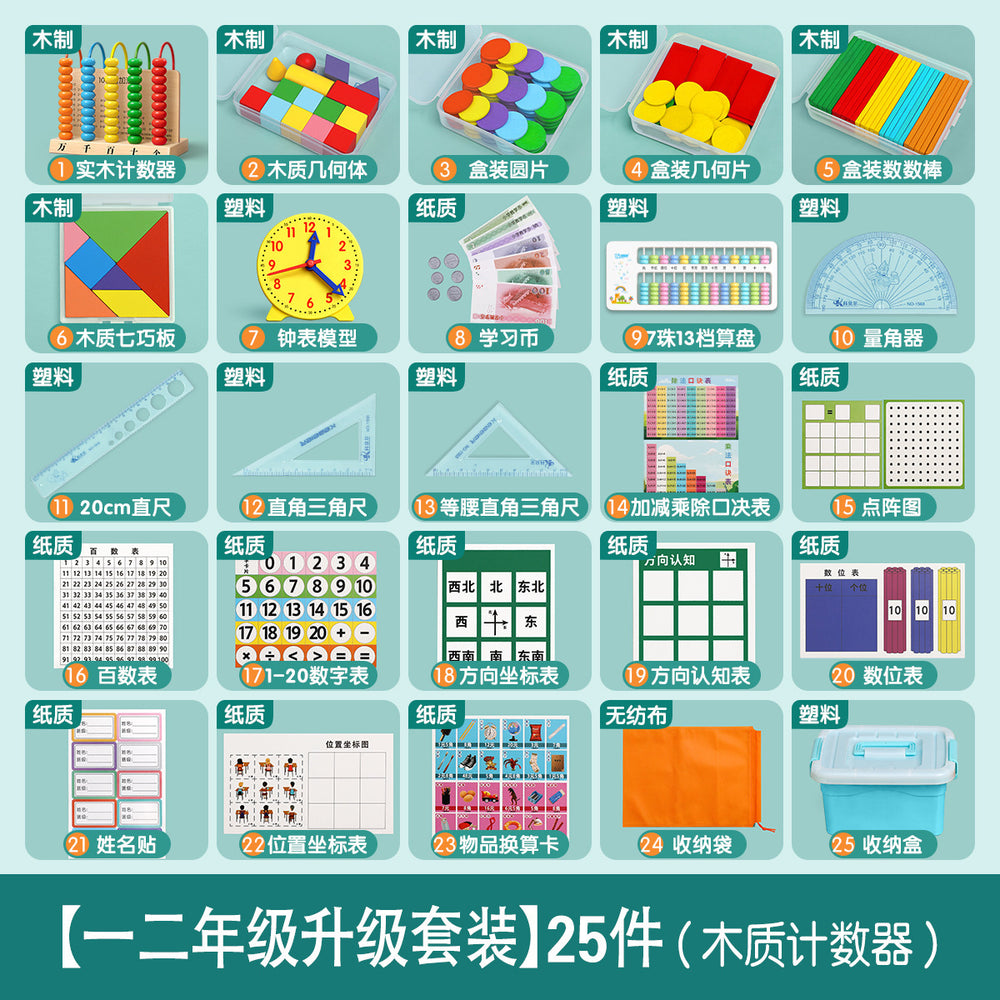 [teacher recommended] first grade elementary school math manipulatives set - geometry shapes learning kit (first and second semester)