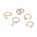 Pearl ring set wholesale - european & american cross-border fashion jewelry - smooth joint ring - versatile open-ended gold-plated finger ring for women