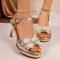 Stiletto rhinestone sandals women's fashion 2026 buckle summer new open toe bow wind one-strap high heels fairy