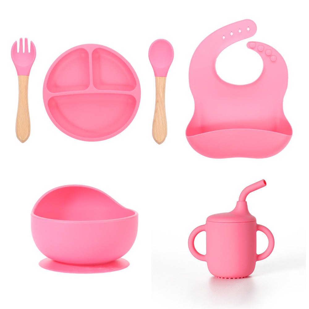 Children's Grid Silicone Plate, BPA Silicon Free Children's Gift Tableware Feeding Set Three Grid Plate