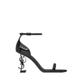 European and american solid color ankle strap heeled sandals women's square toe buckle party letter heel high heels