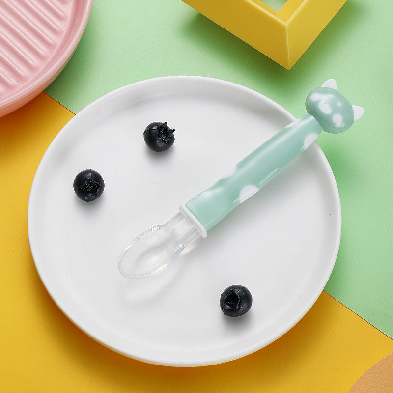 Baby silicone spoon baby complementary food feeding spoon soft head complementary food spoon baby eating training spoon feeding complementary food spoon