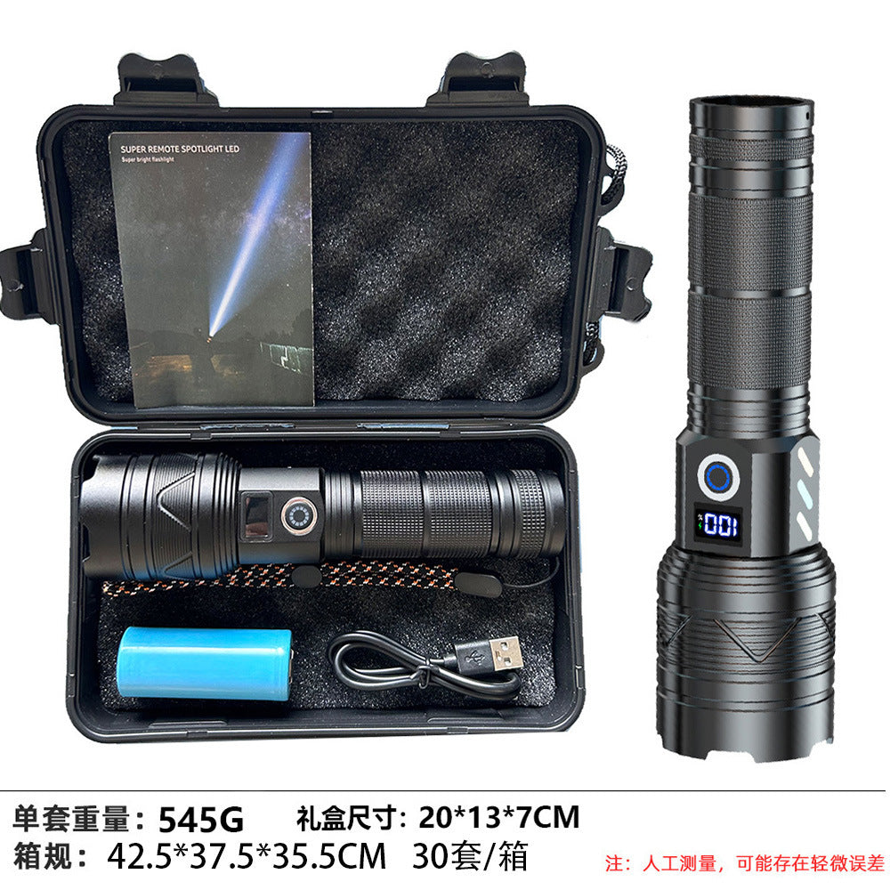 Cross-border explosion, convenient charging, white laser flashlight, emergency light, multi-function, long battery life, long-distance shooting, strong light aluminum alloy