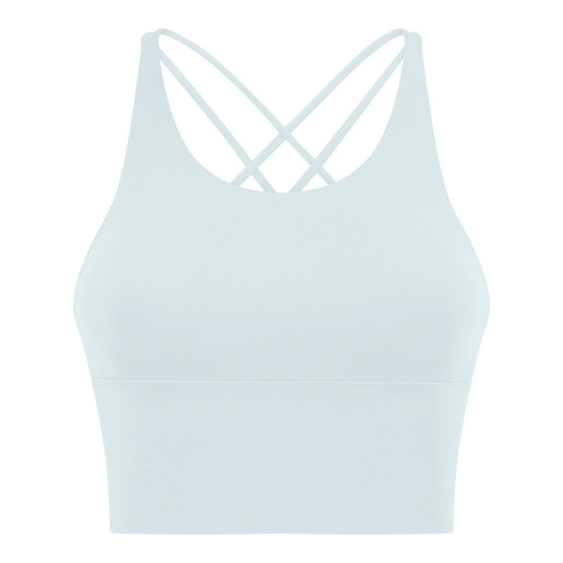 New arrival thin shoulder strap cross back sports intimates women's new arrivalsexybackless fitness yoga bra d19095