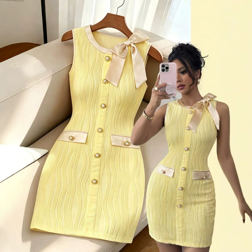 French chic sleeveless dress - summer  european & american new arrival - chanel-inspired, figure-flattering, socialite-style tank dress