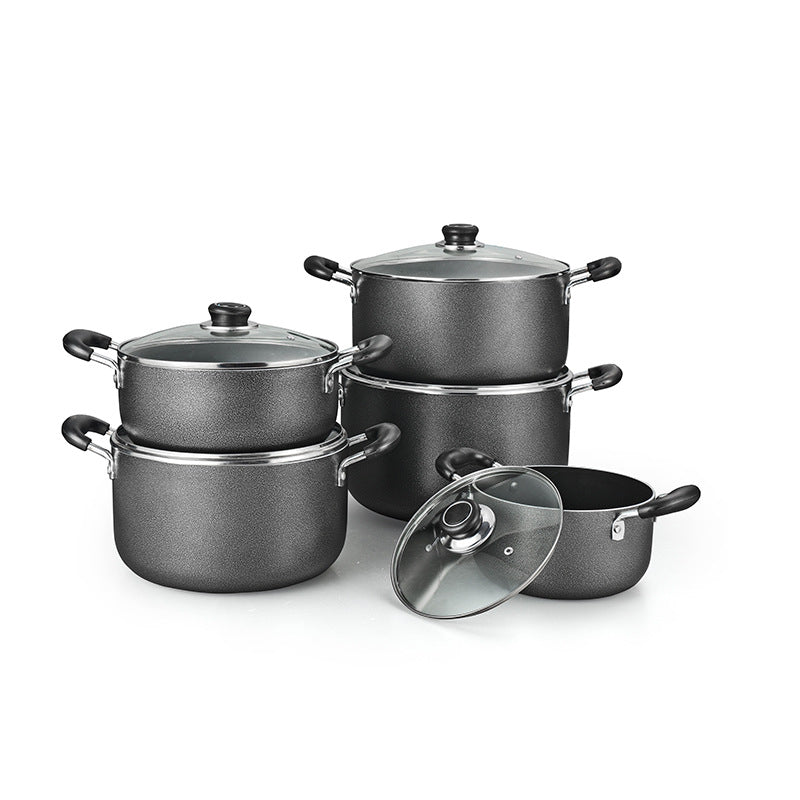 Direct from the source factory: in-stock, ready-to-ship large stockpot and soup pot sets, suitable for gas stoves, non-stick cookware sets, and general pot cooking