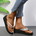 Wholesale women's outdoor slippers - colorful wedge heel, mid-heel, new fashion summer platform flip-flops, trendy internet-famous sandals