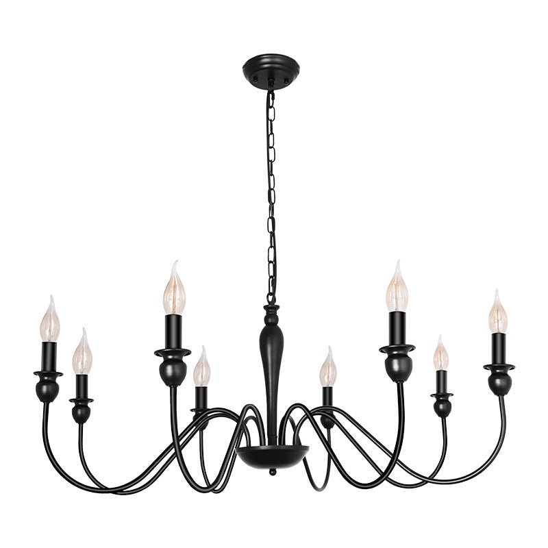 Cross-border  American retro chandelier, American country 6 heads 8 heads black gold wrought iron lamps