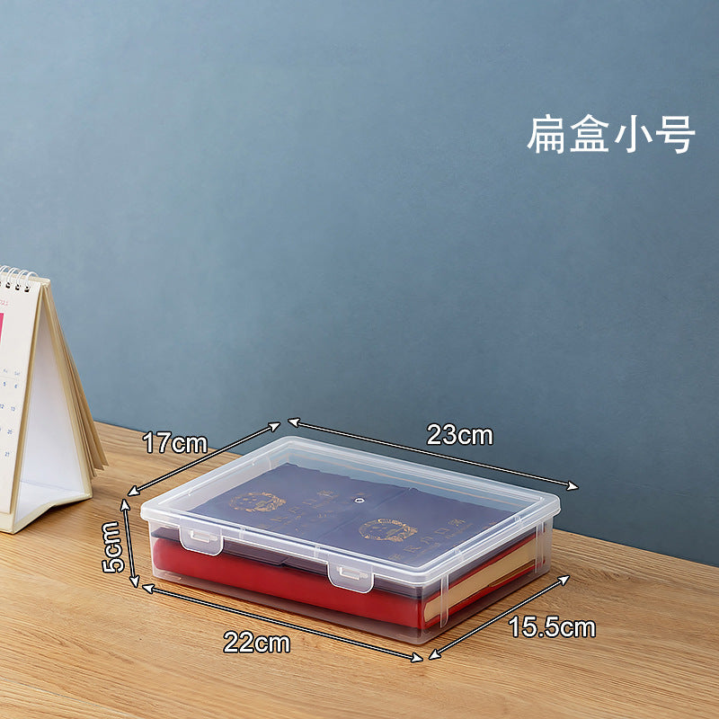 Desktop file storage box, transparent cover, can be stacked with honorary certificates, certificate storage box, desk good goods storage